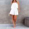imageEXLURA Womens 2025 Summer Romper Dress Spaghetti Strap Pleated Fashion Short Jumpsuit OutfitsWhite