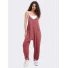 imageEXLURA Womens Casual Summer Jumpsuits 2025 Romper Bib Outfits Adjustable Straps Denim Overalls with PocketsMaroon