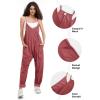 imageEXLURA Womens Casual Summer Jumpsuits 2025 Romper Bib Outfits Adjustable Straps Denim Overalls with PocketsMaroon