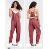 imageEXLURA Womens Casual Summer Jumpsuits 2025 Romper Bib Outfits Adjustable Straps Denim Overalls with PocketsMaroon