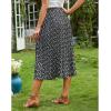 imageEXLURA Womens High Waist Polka Dot Pleated Skirt Midi Swing Skirt with PocketsBlack Floral Daisy
