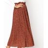 imageEXLURA Womens High Waist Polka Dot Pleated Skirt Midi Swing Skirt with PocketsCoffee