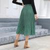 imageEXLURA Womens High Waist Polka Dot Pleated Skirt Midi Swing Skirt with PocketsGreen Plaid