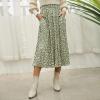 imageEXLURA Womens High Waist Polka Dot Pleated Skirt Midi Swing Skirt with PocketsGreenleopard
