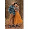 imageEXLURA Womens High Waist Polka Dot Pleated Skirt Midi Swing Skirt with PocketsMustard Yellow