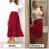 imageEXLURA Womens High Waist Polka Dot Pleated Skirt Midi Swing Skirt with PocketsRed