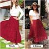 imageEXLURA Womens High Waist Polka Dot Pleated Skirt Midi Swing Skirt with PocketsRed