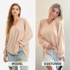 imageEXLURA Womens Spring Oversized V Neck Tunic Tops 2025 Casual Long Sleeve Shirts Lightweight Soft Sweater Curved Hem T ShirtsApricot