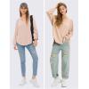 imageEXLURA Womens Spring Oversized V Neck Tunic Tops 2025 Casual Long Sleeve Shirts Lightweight Soft Sweater Curved Hem T ShirtsApricot