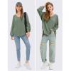 imageEXLURA Womens Spring Oversized V Neck Tunic Tops 2025 Casual Long Sleeve Shirts Lightweight Soft Sweater Curved Hem T ShirtsArmy Green