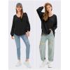 imageEXLURA Womens Spring Oversized V Neck Tunic Tops 2025 Casual Long Sleeve Shirts Lightweight Soft Sweater Curved Hem T ShirtsBlack