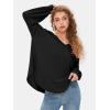 imageEXLURA Womens Spring Oversized V Neck Tunic Tops 2025 Casual Long Sleeve Shirts Lightweight Soft Sweater Curved Hem T ShirtsBlack