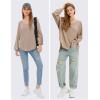 imageEXLURA Womens Spring Oversized V Neck Tunic Tops 2025 Casual Long Sleeve Shirts Lightweight Soft Sweater Curved Hem T ShirtsBrown