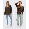 imageEXLURA Womens Spring Oversized V Neck Tunic Tops 2025 Casual Long Sleeve Shirts Lightweight Soft Sweater Curved Hem T ShirtsDark Brown