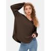 imageEXLURA Womens Spring Oversized V Neck Tunic Tops 2025 Casual Long Sleeve Shirts Lightweight Soft Sweater Curved Hem T ShirtsDark Brown