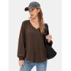 imageEXLURA Womens Spring Oversized V Neck Tunic Tops 2025 Casual Long Sleeve Shirts Lightweight Soft Sweater Curved Hem T ShirtsDark Brown
