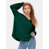 imageEXLURA Womens Spring Oversized V Neck Tunic Tops 2025 Casual Long Sleeve Shirts Lightweight Soft Sweater Curved Hem T ShirtsDark Green