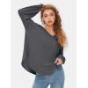imageEXLURA Womens Spring Oversized V Neck Tunic Tops 2025 Casual Long Sleeve Shirts Lightweight Soft Sweater Curved Hem T ShirtsDark Grey