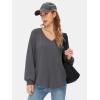 imageEXLURA Womens Spring Oversized V Neck Tunic Tops 2025 Casual Long Sleeve Shirts Lightweight Soft Sweater Curved Hem T ShirtsDark Grey
