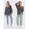 imageEXLURA Womens Spring Oversized V Neck Tunic Tops 2025 Casual Long Sleeve Shirts Lightweight Soft Sweater Curved Hem T ShirtsDark Grey