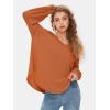 imageEXLURA Womens Spring Oversized V Neck Tunic Tops 2025 Casual Long Sleeve Shirts Lightweight Soft Sweater Curved Hem T ShirtsOrange