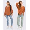 imageEXLURA Womens Spring Oversized V Neck Tunic Tops 2025 Casual Long Sleeve Shirts Lightweight Soft Sweater Curved Hem T ShirtsOrange