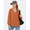 imageEXLURA Womens Spring Oversized V Neck Tunic Tops 2025 Casual Long Sleeve Shirts Lightweight Soft Sweater Curved Hem T ShirtsOrange