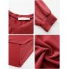 imageEXLURA Womens Spring Oversized V Neck Tunic Tops 2025 Casual Long Sleeve Shirts Lightweight Soft Sweater Curved Hem T ShirtsRed