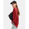 imageEXLURA Womens Spring Oversized V Neck Tunic Tops 2025 Casual Long Sleeve Shirts Lightweight Soft Sweater Curved Hem T ShirtsRed