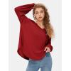 imageEXLURA Womens Spring Oversized V Neck Tunic Tops 2025 Casual Long Sleeve Shirts Lightweight Soft Sweater Curved Hem T ShirtsRed