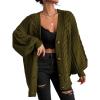 imageEXLURA Womens 2025 Oversized Cardigan Sweaters Fall Winter Lightweight Soft Knit Cardigan Open Front Button Outwear CoatsArmy Green