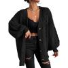 imageEXLURA Womens 2025 Oversized Cardigan Sweaters Fall Winter Lightweight Soft Knit Cardigan Open Front Button Outwear CoatsBlack