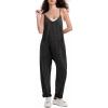 imageEXLURA Womens Casual Summer Jumpsuits 2025 Romper Bib Outfits Adjustable Straps Denim Overalls with PocketsBlack