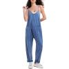 imageEXLURA Womens Casual Summer Jumpsuits 2025 Romper Bib Outfits Adjustable Straps Denim Overalls with PocketsBlue