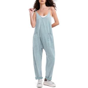 imageEXLURA Womens Casual Summer Jumpsuits 2025 Romper Bib Outfits Adjustable Straps Denim Overalls with PocketsLight Blue