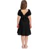 imageEXLURA Girls 2024 Summer Dress Square Neck Tie Back Puff Sleeve Ruffle Hem Off Shoulder A Line Casual Elegant Dresses 615YBlack