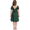 imageEXLURA Girls 2024 Summer Dress Square Neck Tie Back Puff Sleeve Ruffle Hem Off Shoulder A Line Casual Elegant Dresses 615YDark Green