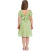 imageEXLURA Girls 2024 Summer Dress Square Neck Tie Back Puff Sleeve Ruffle Hem Off Shoulder A Line Casual Elegant Dresses 615YGreen