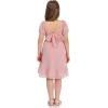 imageEXLURA Girls 2024 Summer Dress Square Neck Tie Back Puff Sleeve Ruffle Hem Off Shoulder A Line Casual Elegant Dresses 615YPink