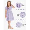 imageEXLURA Girls 2024 Summer Dress Square Neck Tie Back Puff Sleeve Ruffle Hem Off Shoulder A Line Casual Elegant Dresses 615YPurple