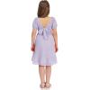 imageEXLURA Girls 2024 Summer Dress Square Neck Tie Back Puff Sleeve Ruffle Hem Off Shoulder A Line Casual Elegant Dresses 615YPurple