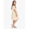 imageEXLURA Girls 2025 Summer Dresses Short Sleeve Swiss Dot Square Neck Flowy A Line Kids Dress Casual Party Midi Dress 615YApricot