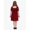 imageEXLURA Girls 2025 Summer Dresses Short Sleeve Swiss Dot Square Neck Flowy A Line Kids Dress Casual Party Midi Dress 615YBurgundy