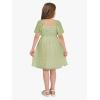 imageEXLURA Girls 2025 Summer Dresses Short Sleeve Swiss Dot Square Neck Flowy A Line Kids Dress Casual Party Midi Dress 615YLight Green