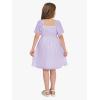 imageEXLURA Girls 2025 Summer Dresses Short Sleeve Swiss Dot Square Neck Flowy A Line Kids Dress Casual Party Midi Dress 615YLight Purple