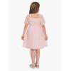 imageEXLURA Girls 2025 Summer Dresses Short Sleeve Swiss Dot Square Neck Flowy A Line Kids Dress Casual Party Midi Dress 615YPink