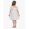 imageEXLURA Girls 2025 Summer Dresses Short Sleeve Swiss Dot Square Neck Flowy A Line Kids Dress Casual Party Midi Dress 615YWhite