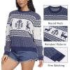 imageEXLURA Patterns Reindeer Ugly Christmas Sweater Jumper Pullover TopsBlue