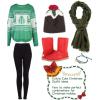 imageEXLURA Patterns Reindeer Ugly Christmas Sweater Jumper Pullover TopsGreen