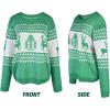imageEXLURA Patterns Reindeer Ugly Christmas Sweater Jumper Pullover TopsGreen